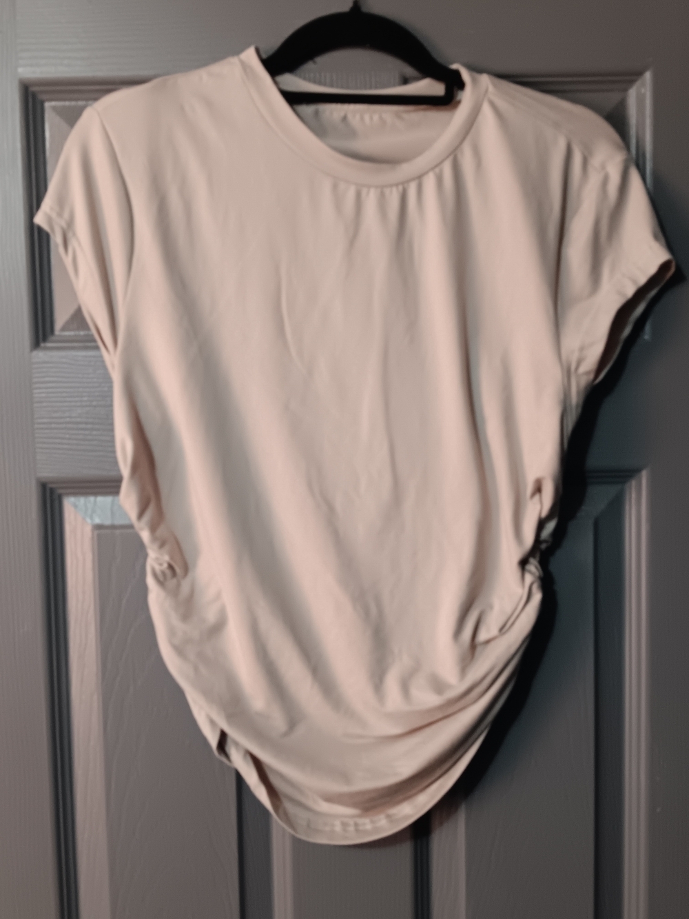 SHEIN Cream Ruched Side Short Sleeve Tee
